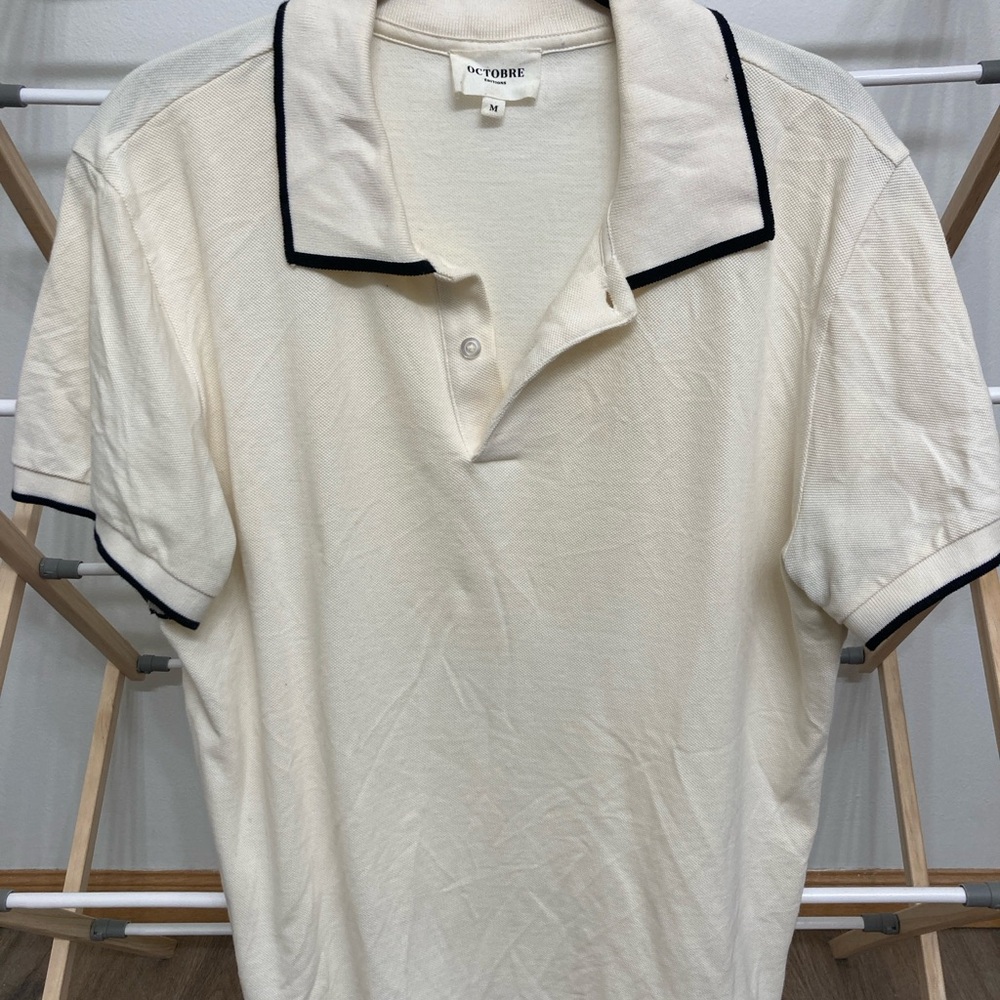 Octobre Editions Men's Cream Polo with Black Accents